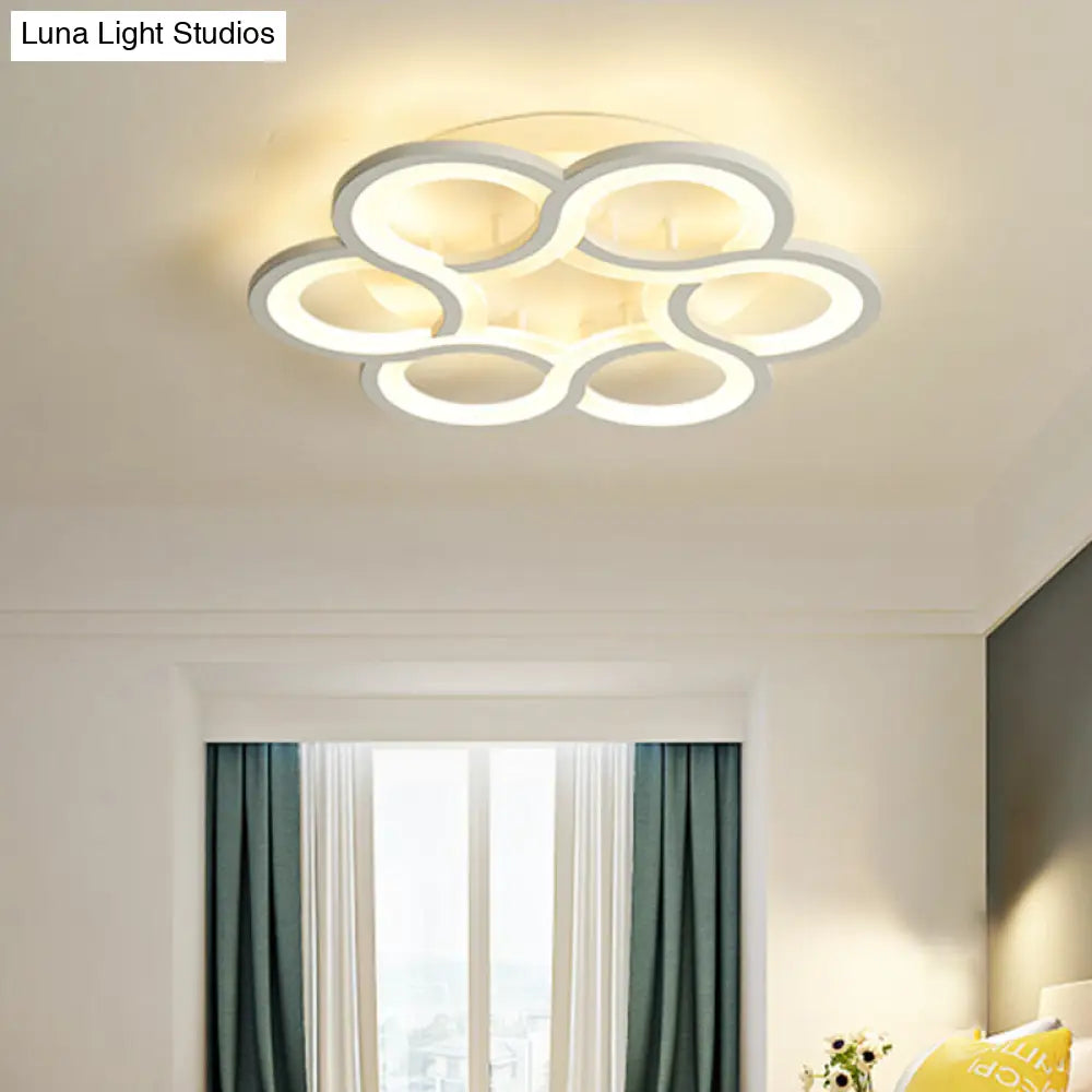 17/21 Contemporary Led Flush Mount Ceiling Light Fixture In Warm/White White / 16.5 Warm