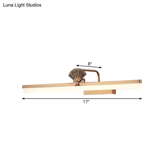 17/23 Traditional Brass Led Vanity Wall Light - Elongated Bathroom Sconce Lamp White/Warm