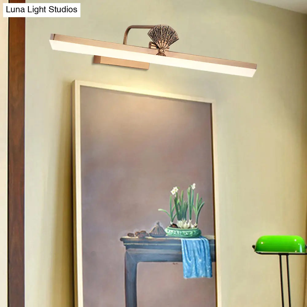 17/23 Traditional Brass Led Vanity Wall Light - Elongated Bathroom Sconce Lamp White/Warm