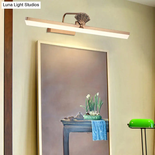 17/23 Traditional Brass Led Vanity Wall Light - Elongated Bathroom Sconce Lamp White/Warm