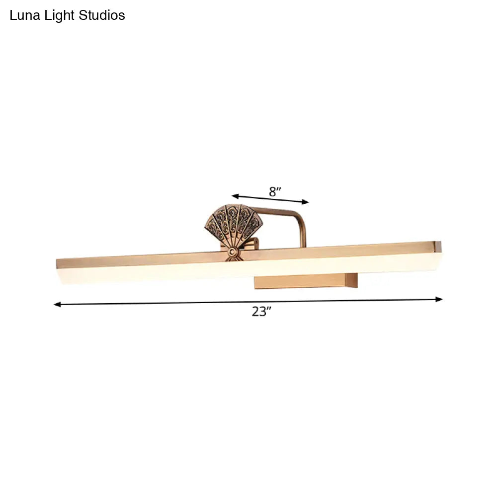17/23 Traditional Brass Led Vanity Wall Light - Elongated Bathroom Sconce Lamp White/Warm