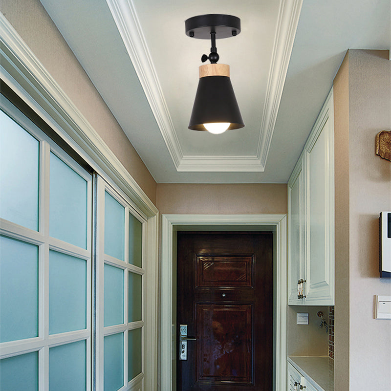 Adjustable Modernist Metal Flush Mount Ceiling Light With Tapered Shade - 1 - Light Black/White