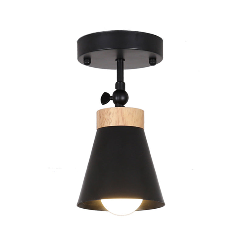 Adjustable Modernist Metal Flush Mount Ceiling Light With Tapered Shade - 1 - Light Black/White