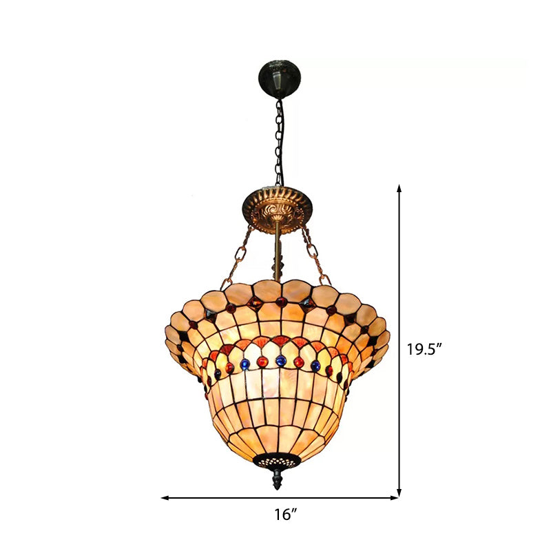 LED-Deckenleuchte im Tiffany-Stil aus Buntglas – mit Juwelen besetzte Halbbündige Montage für Schlafzimmer
