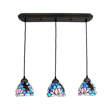 Dining Table Hanging Lights: Dragonfly Ceiling Fixture With Art Glass Shade - 3-Light Linear Design