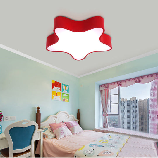 Contemporary Star Ceiling Light For Boys And Girls Bedroom Red / 18 White