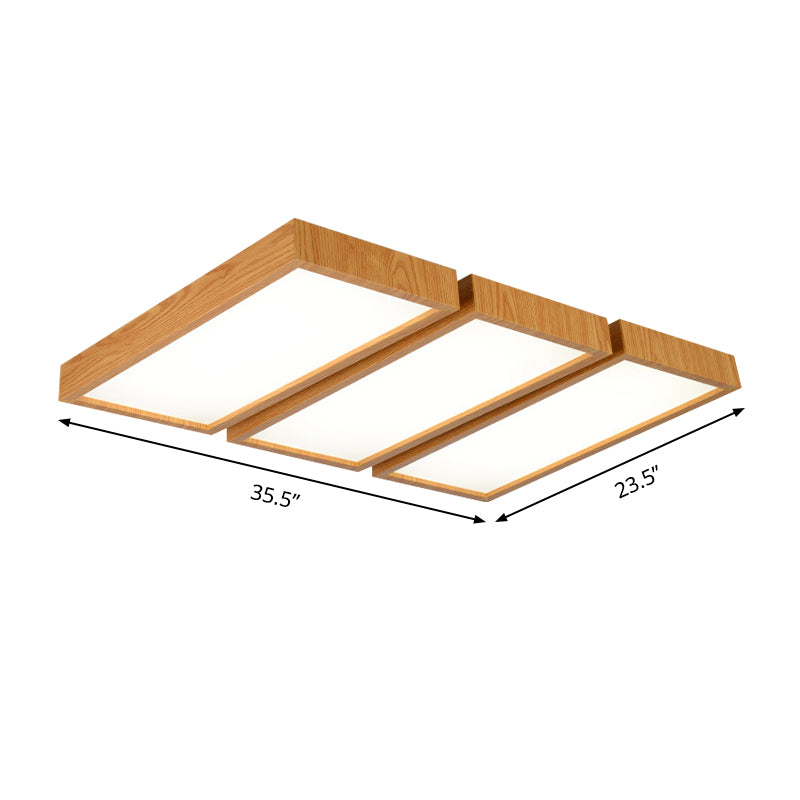 Nordic Style Led Flush Ceiling Light With Wooden Edge - Ideal For Offices