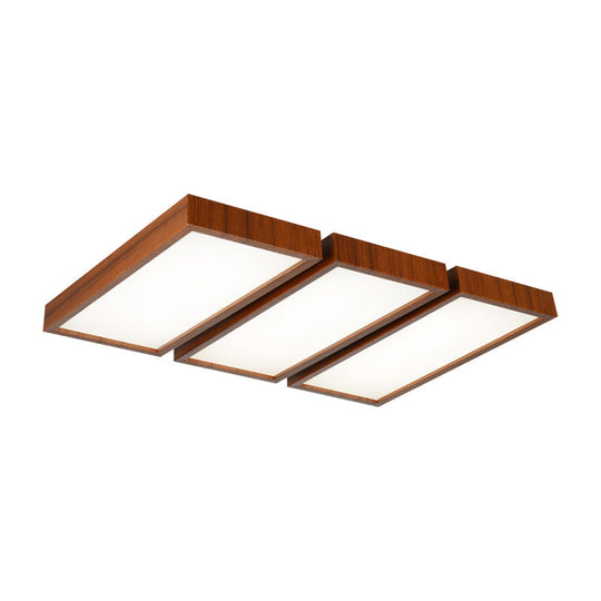 Nordic Style Led Flush Ceiling Light With Wooden Edge - Ideal For Offices