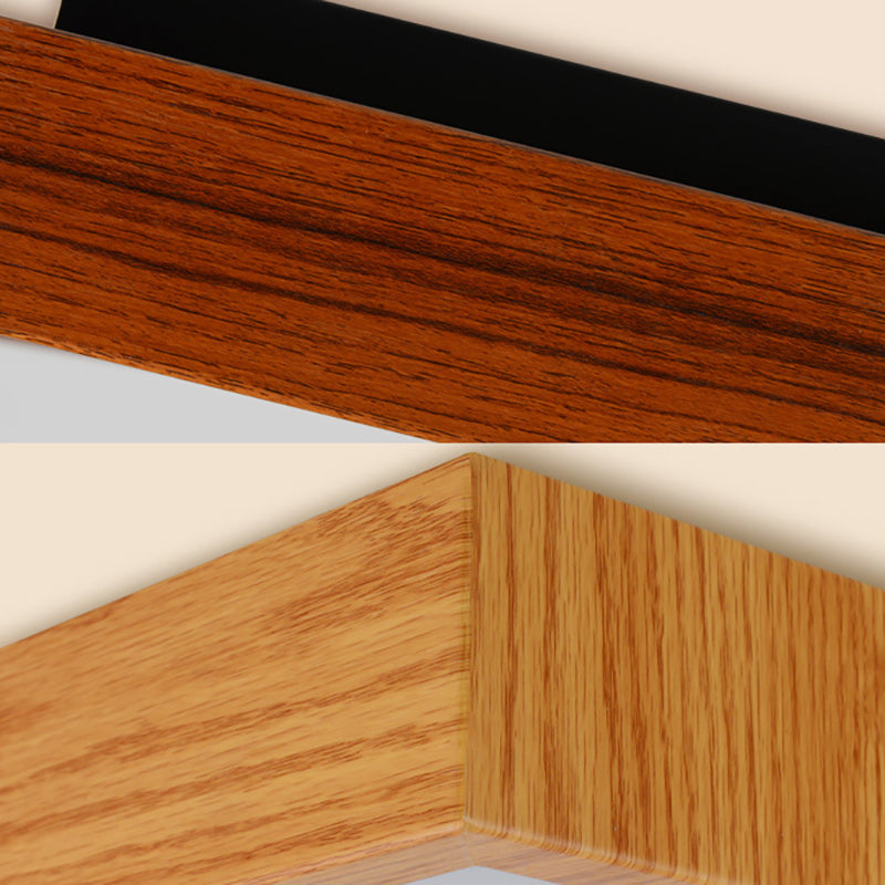 Nordic Style Led Flush Ceiling Light With Wooden Edge - Ideal For Offices