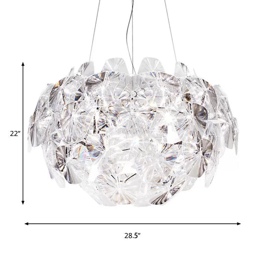 Modern Acrylic Globe Pendant Light - Clear Ceiling Lamp (24’/28.5’/43’ Wide)