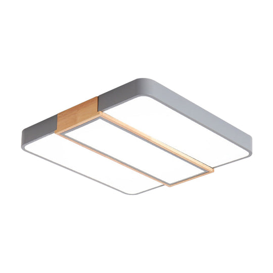 Macaron Acrylic Square Ceiling Mount Light: Candy Colored Led Lamp (16’/19.5’ Wide) In Green