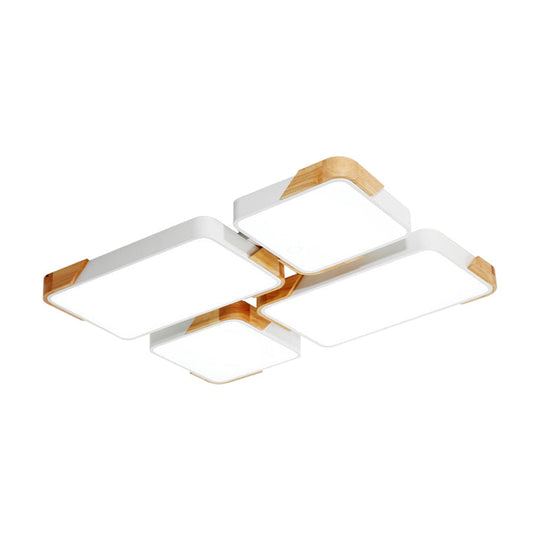 Modern Led Rectangle Ceiling Light Grey/White Flush Mount For Living Room - Acrylic Design