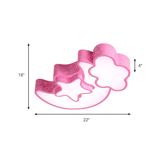 Colorful Kids Cloud & Crescent Ceiling Light - Hallway Acrylic Candy Flush Mount