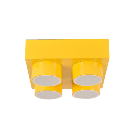 Rectangular Multi-Head Metal Ceiling Lamp For Modern Kitchen Flush Mount