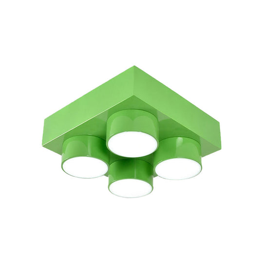 Rectangular Multi-Head Metal Ceiling Lamp For Modern Kitchen Flush Mount