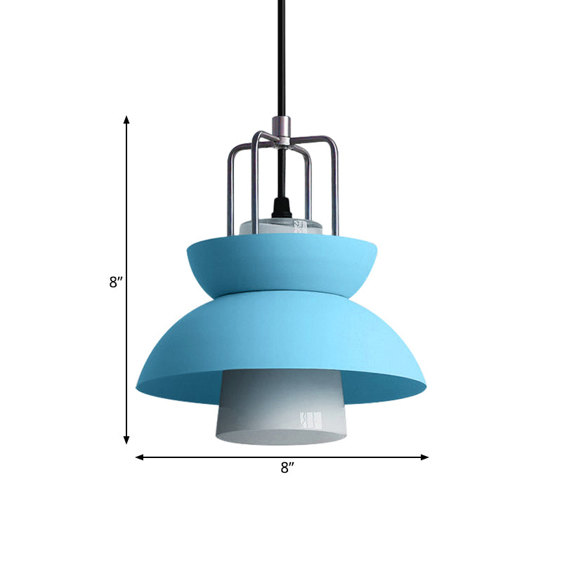 Macaron Style Metallic Ceiling Light For Bedroom With Gray/Pink Bowl Shade