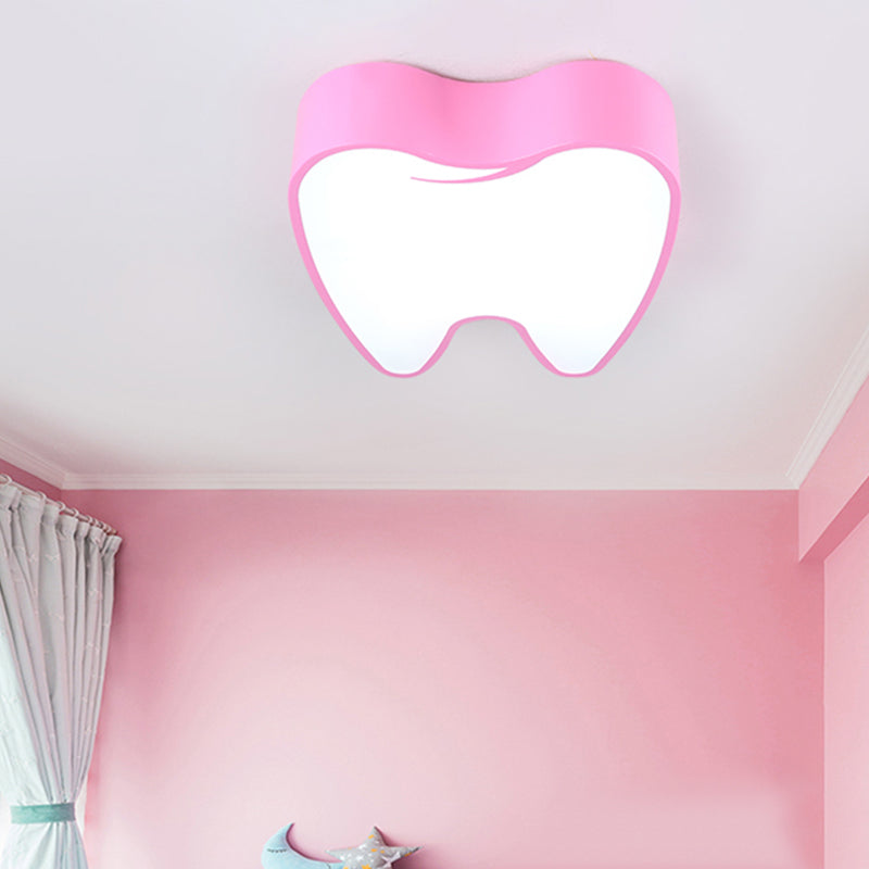 Little Tooth Kids Bedroom Ceiling Lamp - Acrylic Modern Flush Mount Light Pink / 18’ White