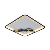 Modern Black Led Ceiling Flush Mount With Leaf/Geometric Design