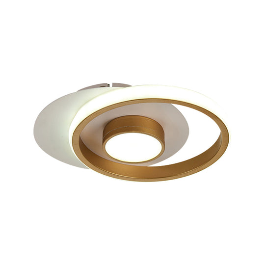 Modernist Metallic Gold/Black - White Led Flush Mount Lamp For Corridor - Warm/White Light