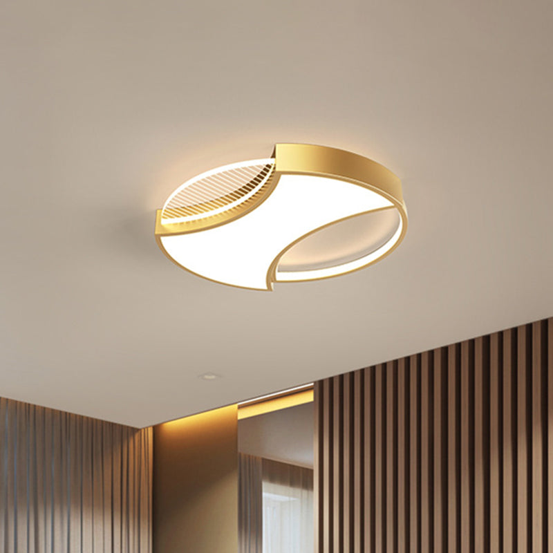 Modern Geometric Metal Led Flush Mount Ceiling Light In Black/Gold - 18’/21.5’ Width