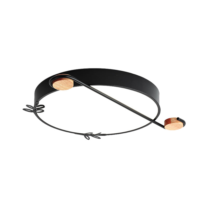 Wide Drum Metallic Flushmount Led Ceiling Light For Bedroom - Simple Black/Grey/White Design