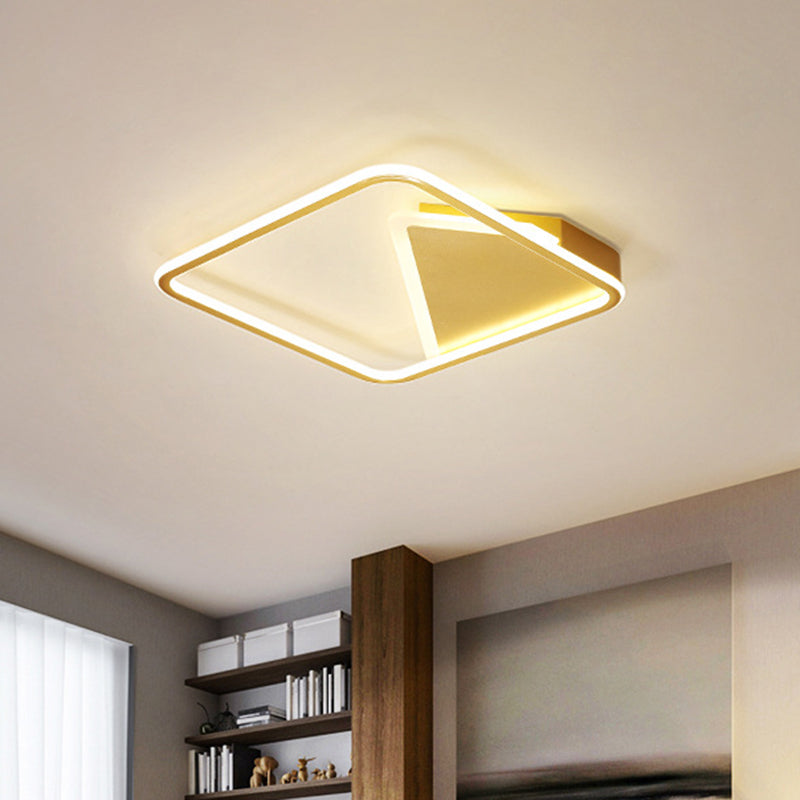 Simplicity Geometric Flush Mount Metal Led Parlor Ceiling Light In Gold – Warm/White Lighting / Warm