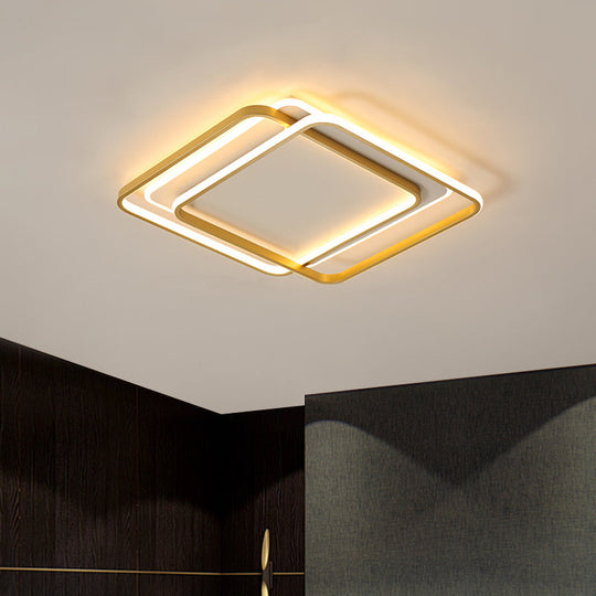 Contemporary Gold Led Bedroom Ceiling Light With Acrylic Shade - Warm/White 16.5’/20.5’ Width /