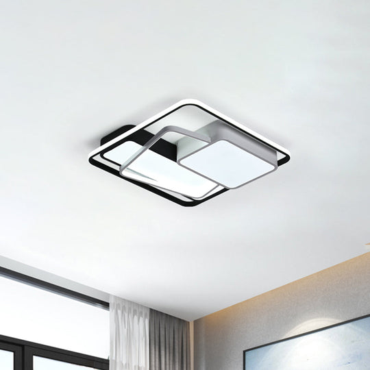 Minimalist Led Ceiling Lamp In Black Geometric Design With Acrylic Shade - Warm/White Light