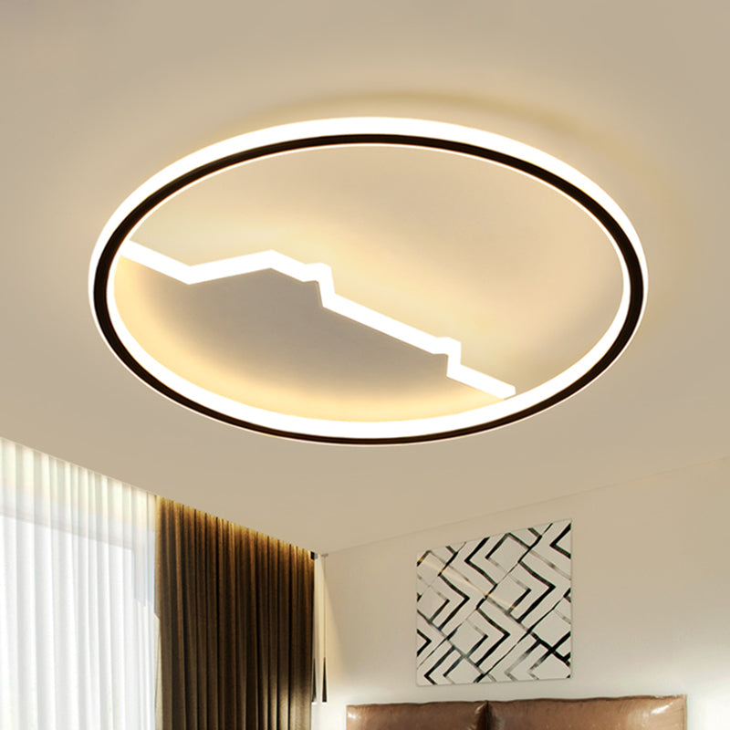 Black Geometric Flush Mount Ceiling Light - Acrylic Led Modernism 16.5’/20.5’ Wide