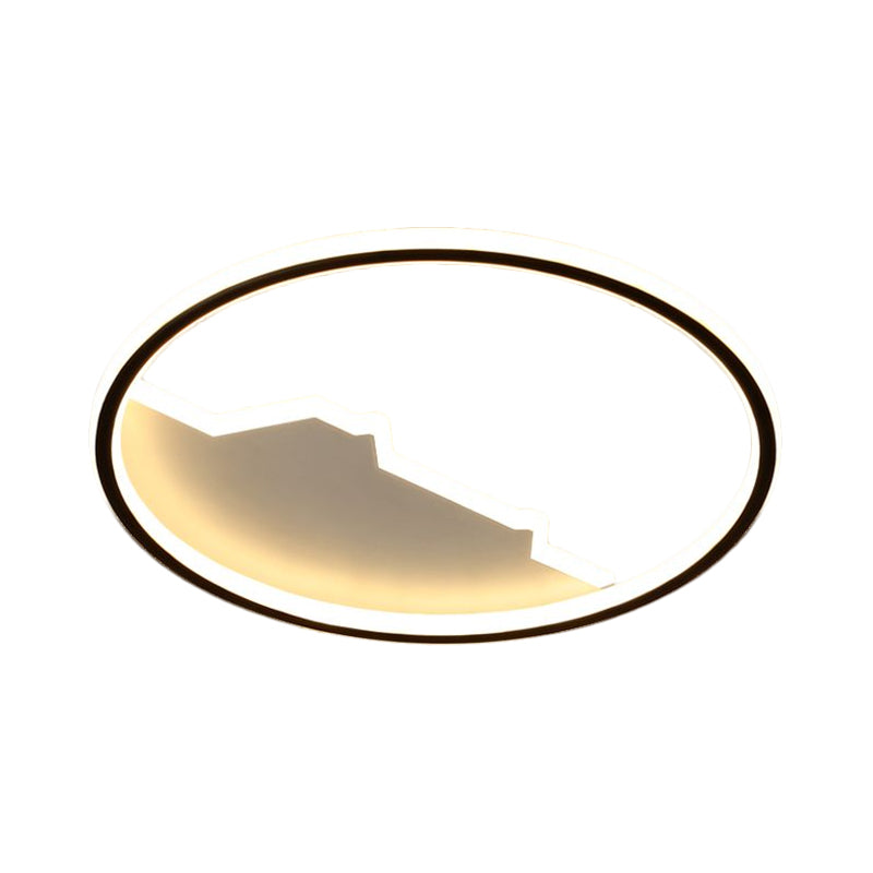 Black Geometric Flush Mount Ceiling Light - Acrylic Led Modernism 16.5/20.5 Wide