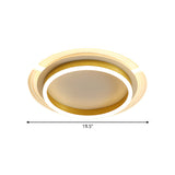 Contemporary Gold Round Led Flush Ceiling Light With Acrylic Shade - 16’/19.5’ Width