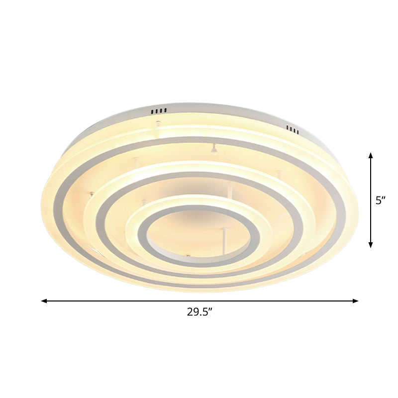 Contemporary Led Acrylic Hoop Ceiling Light In Warm/White - 18’/29.5’ Width