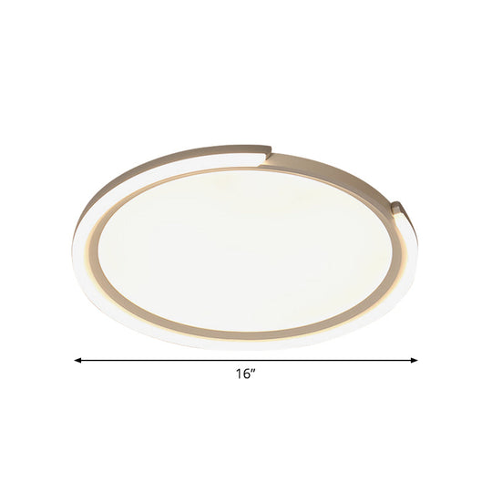 Sleek Led Flushmount Ceiling Lamp | Metallic Shade Warm/White Light 16’/19.5’/23.5’ Diameter