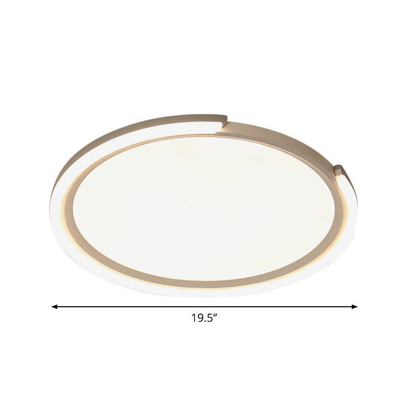 Sleek Led Flushmount Ceiling Lamp | Metallic Shade Warm/White Light 16’/19.5’/23.5’ Diameter