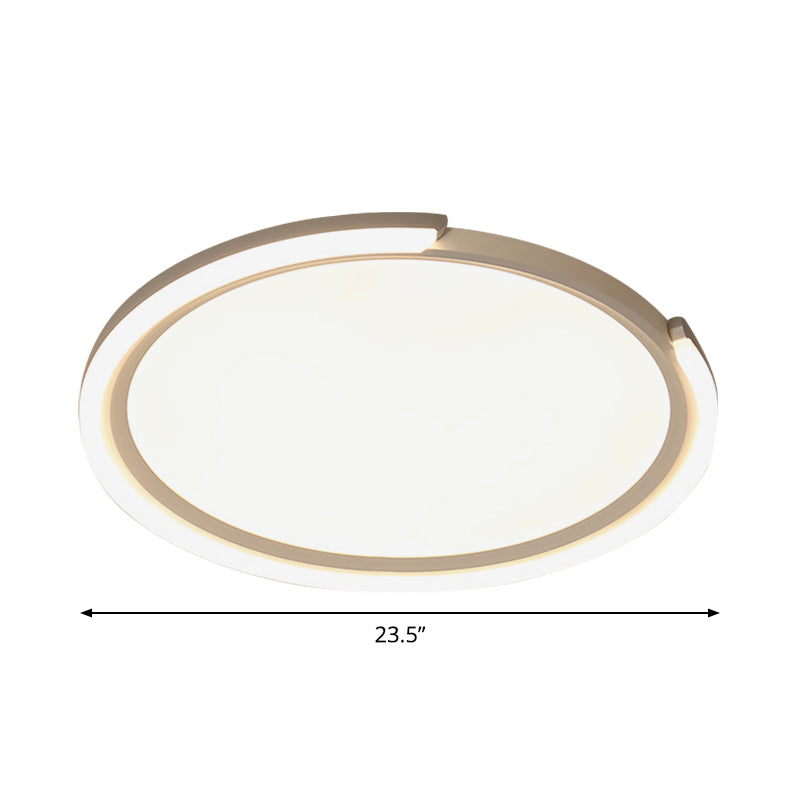Sleek Led Flushmount Ceiling Lamp | Metallic Shade Warm/White Light 16’/19.5’/23.5’ Diameter