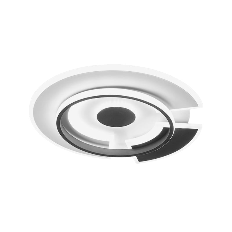 Modern Metallic Led Minimalism Ceiling Light Fixture - Circular Flush Mount In Black/White