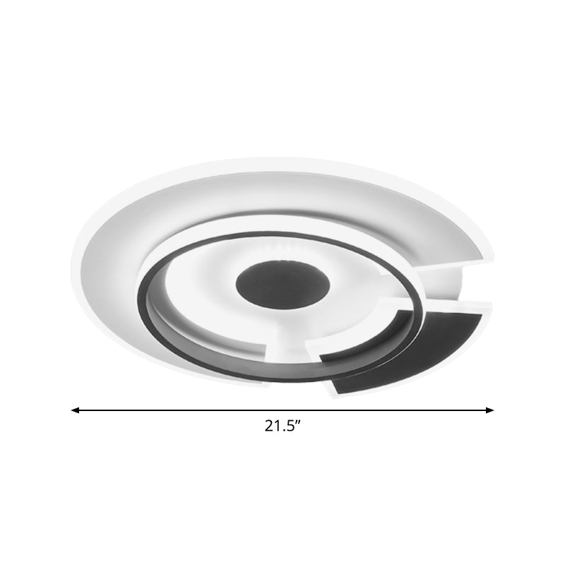 Modern Metallic Led Minimalism Ceiling Light Fixture - Circular Flush Mount In Black/White