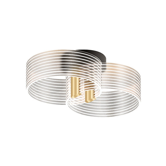 Black - Gold Round Semi Flush Ceiling Mount Light Fixture - Simple And Elegant With 2/3/5 Lights