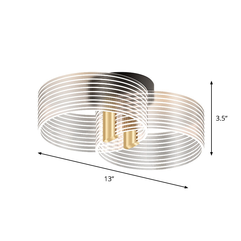 Black - Gold Round Semi Flush Ceiling Mount Light Fixture - Simple And Elegant With 2/3/5 Lights