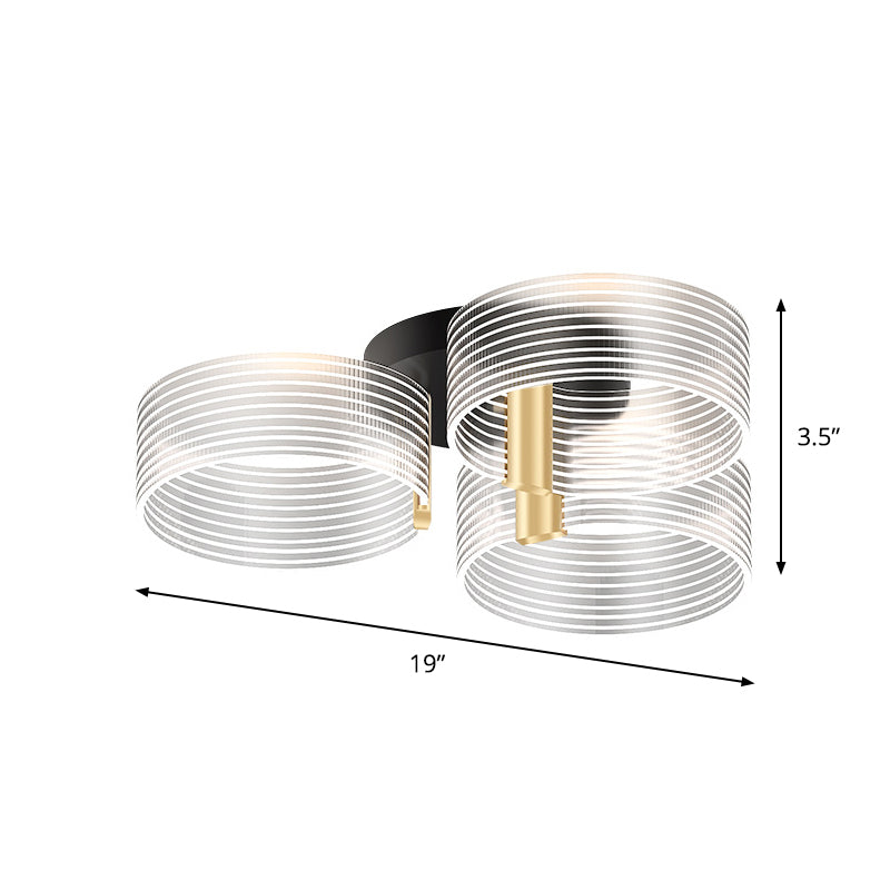 Black - Gold Round Semi Flush Ceiling Mount Light Fixture - Simple And Elegant With 2/3/5 Lights