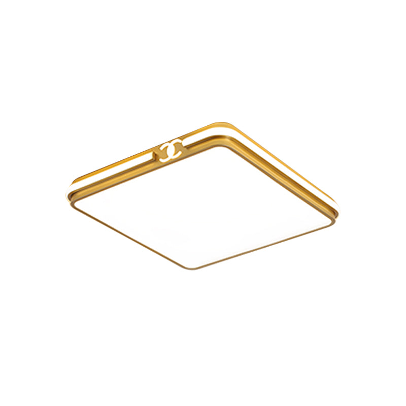 Led Bedroom Ceiling Light - Simple Black/Gold Flush Mount Square Acrylic Shade Warm/White