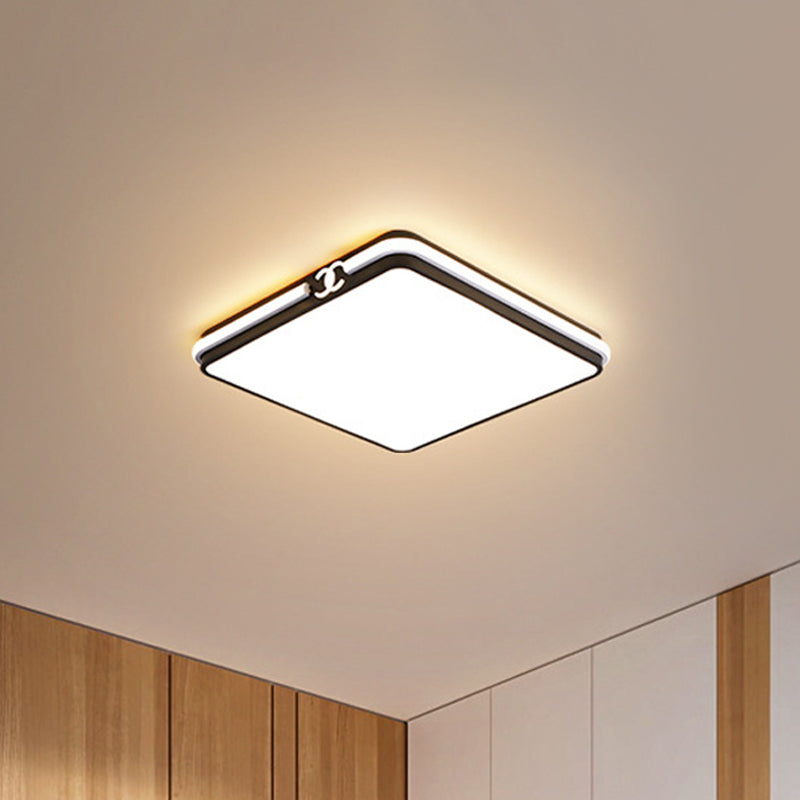 Led Bedroom Ceiling Light - Simple Black/Gold Flush Mount Square Acrylic Shade Warm/White