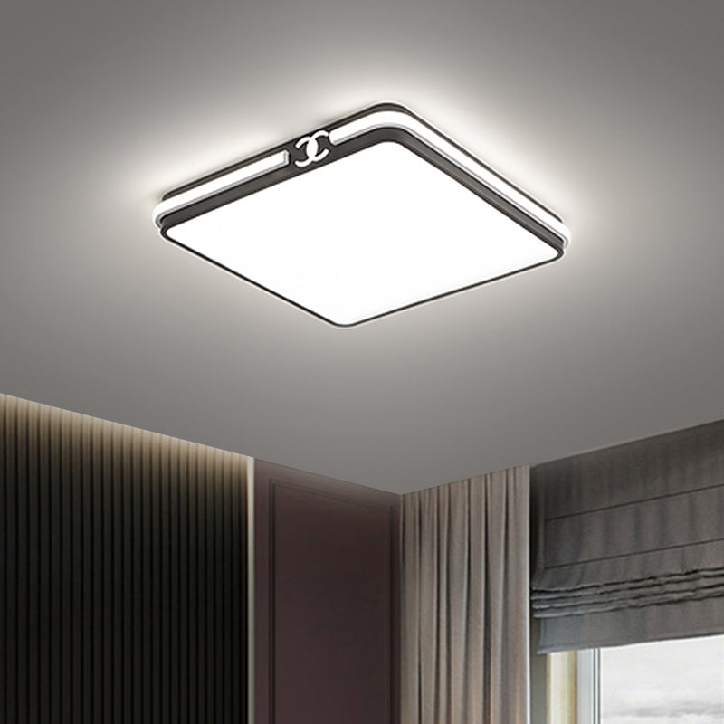 Led Bedroom Ceiling Light - Simple Black/Gold Flush Mount Square Acrylic Shade Warm/White