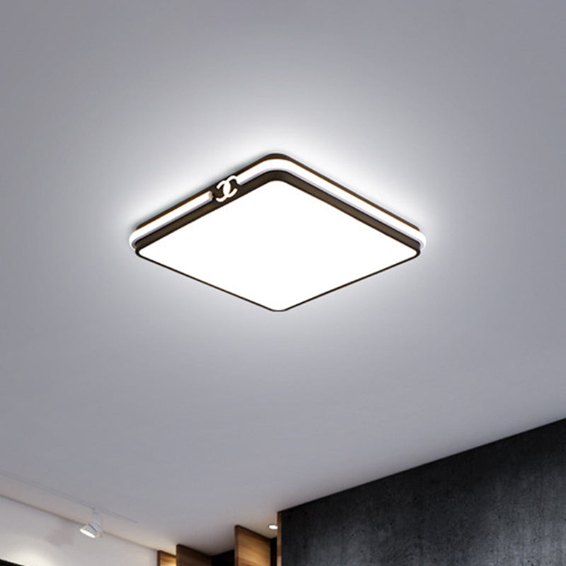 Led Bedroom Ceiling Light - Simple Black/Gold Flush Mount Square Acrylic Shade Warm/White