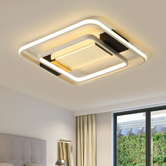 Nordic Led White Flush Mount Ceiling Light Fixture - 16.5’/20.5’ Acrylic Square Design For Bedroom