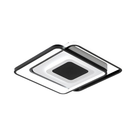 Black Metallic Led Flush Mount Light Minimalist Overlapping Design 18/21.5 Width