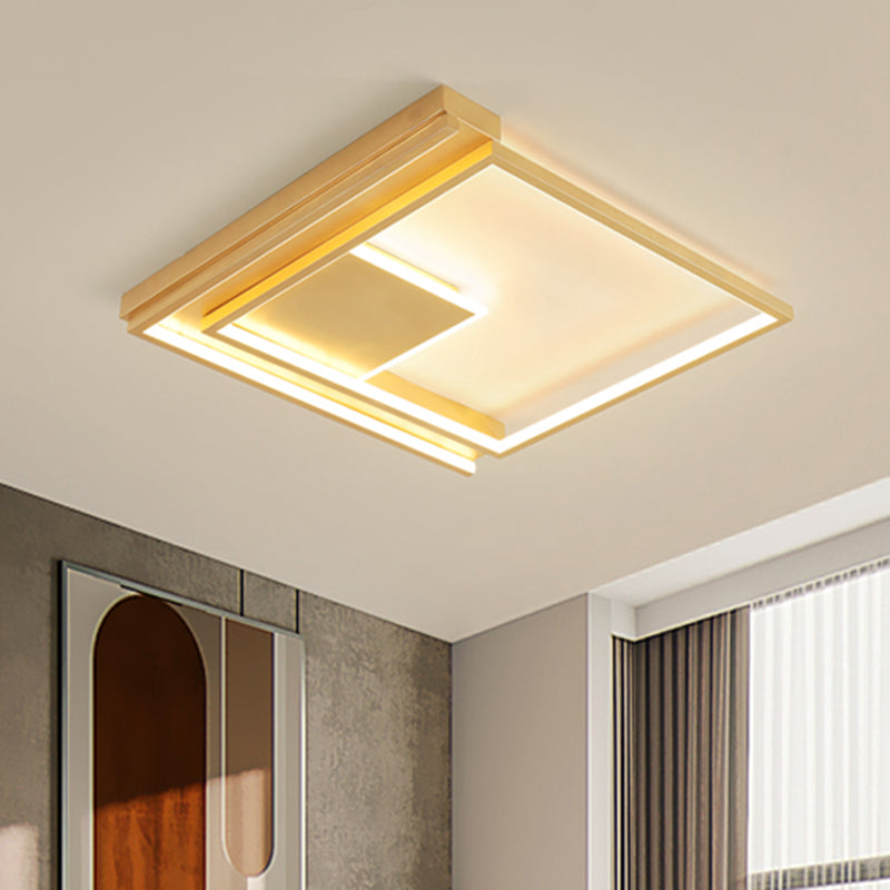 Modern Geometric Flush Mount Acrylic Led Gold Light Fixture - 16.5’/20.5’ W For Bedrooms