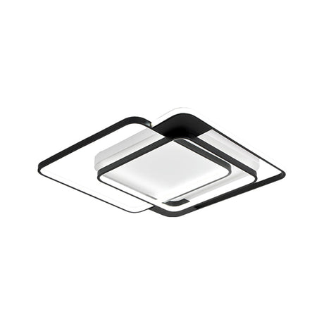 Modern Acrylic Led Flush Mount Light In Black - 16.5’/20.5’ Width Overlapping Design Perfect