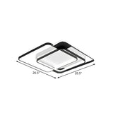 Modern Acrylic Led Flush Mount Light In Black - 16.5/20.5 Width Overlapping Design Perfect For