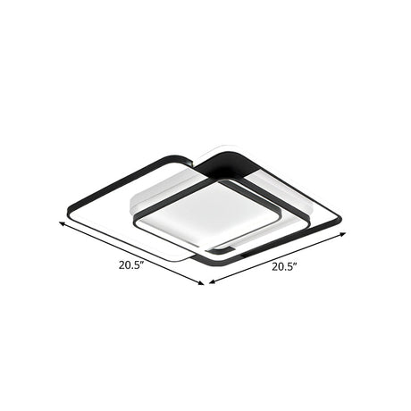 Modern Acrylic Led Flush Mount Light In Black - 16.5/20.5 Width Overlapping Design Perfect For